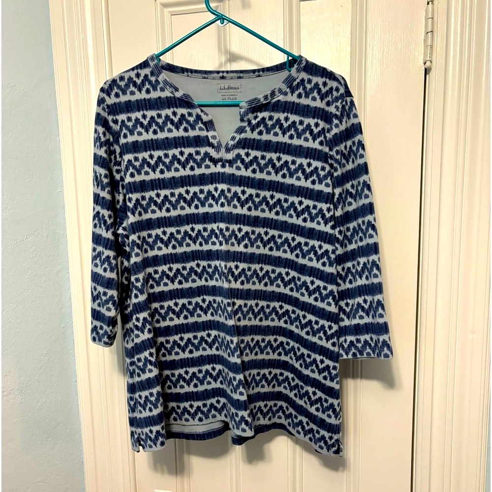 LL Bean plus size 2x cotton split neck tee